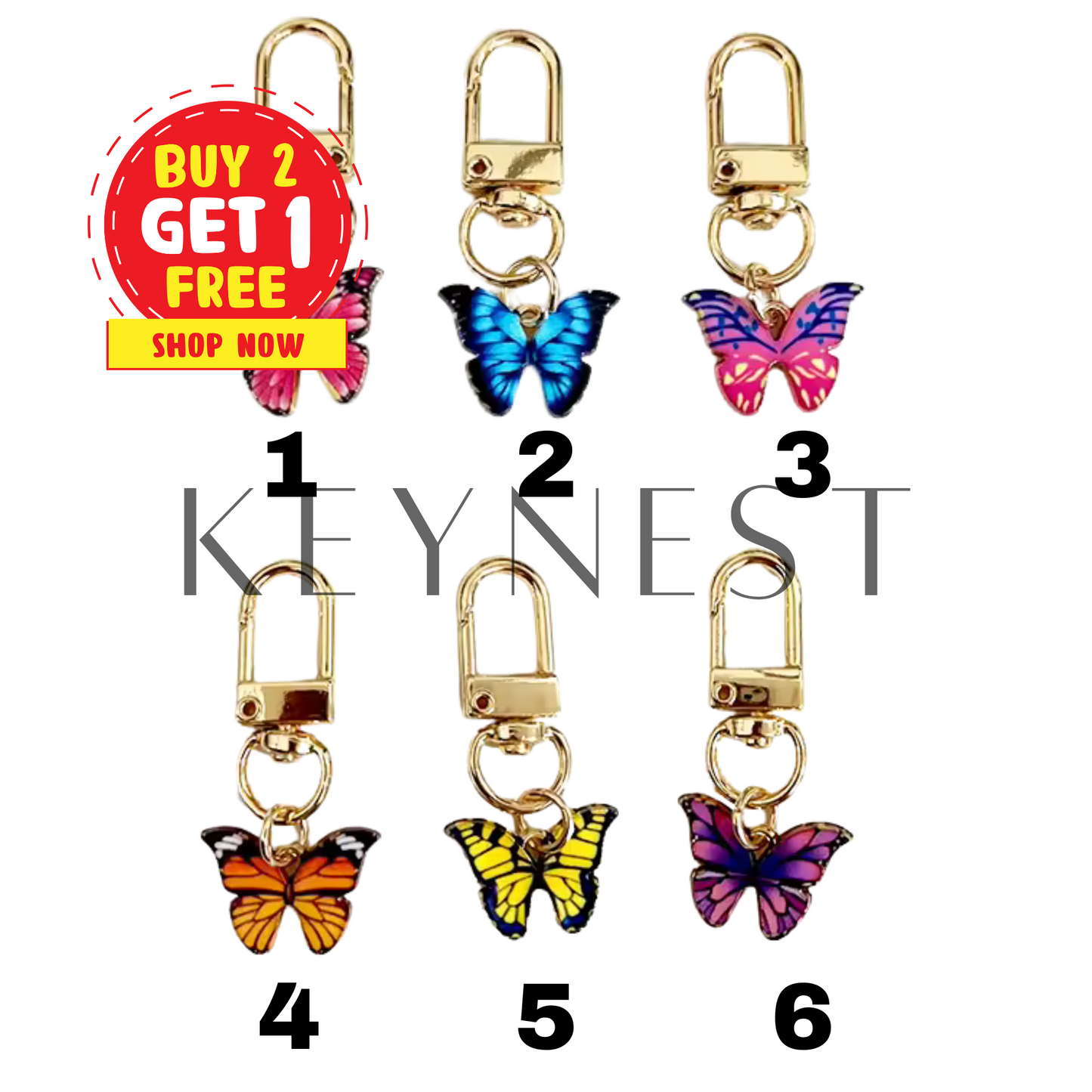 Porte-clé Papillon – 6 coloris pour faire battre des ailes 🦋🌈