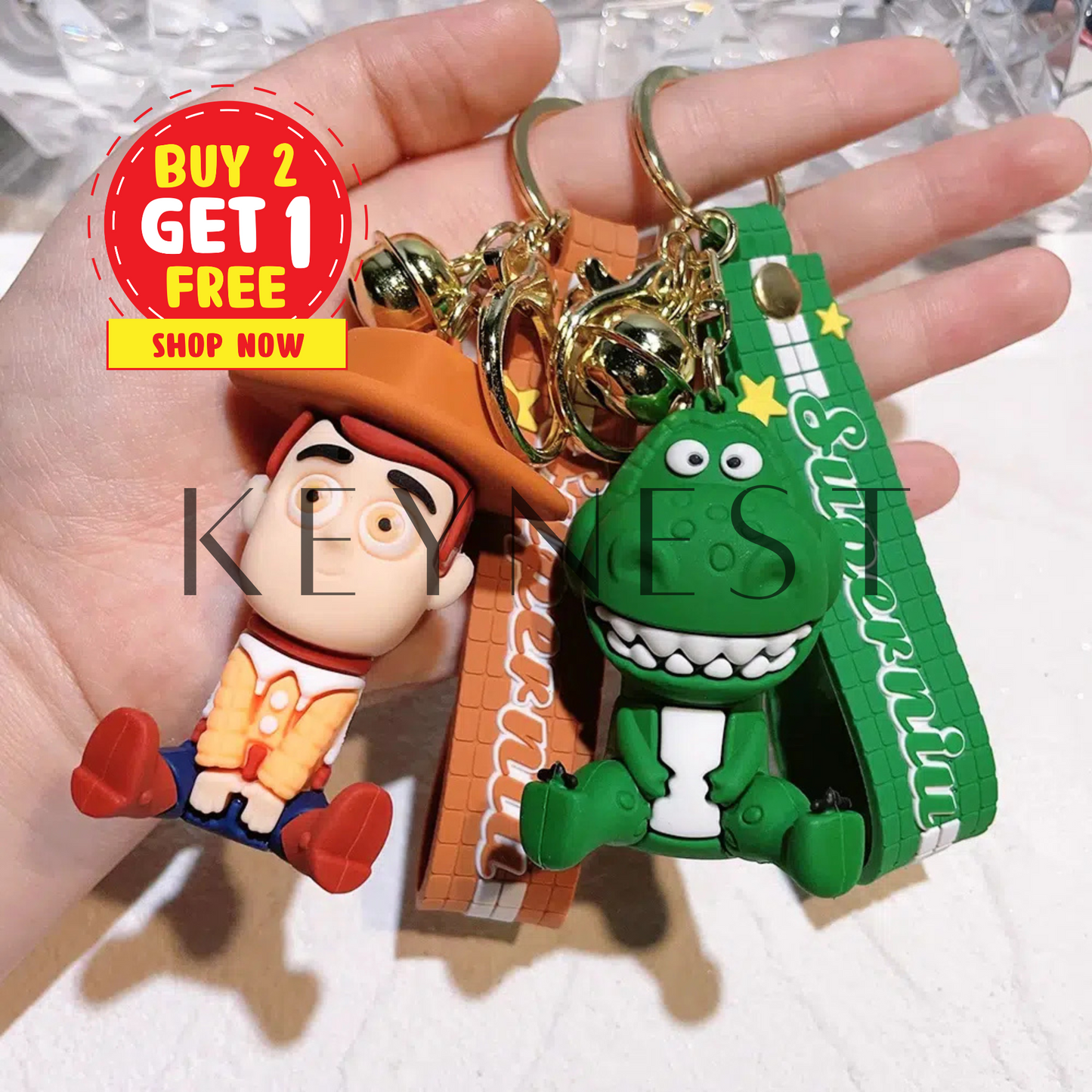 Porte-Clé Toy Story – Woody et Rex (2 modèles différents) 🤠🦖