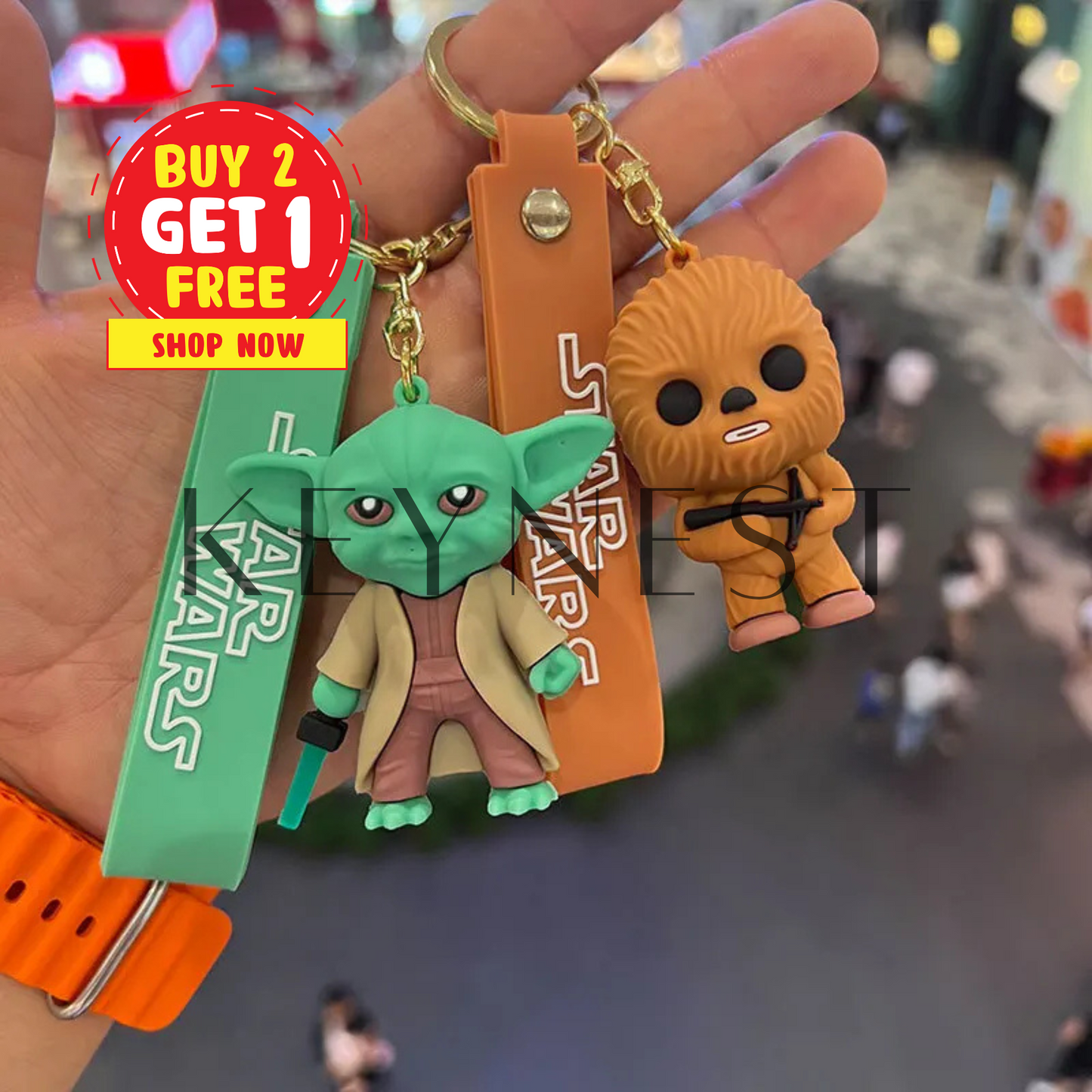 Porte-Clé Star Wars – Maître Yoda & Chewbacca (2 modèles différents) 🌌🦉🐾