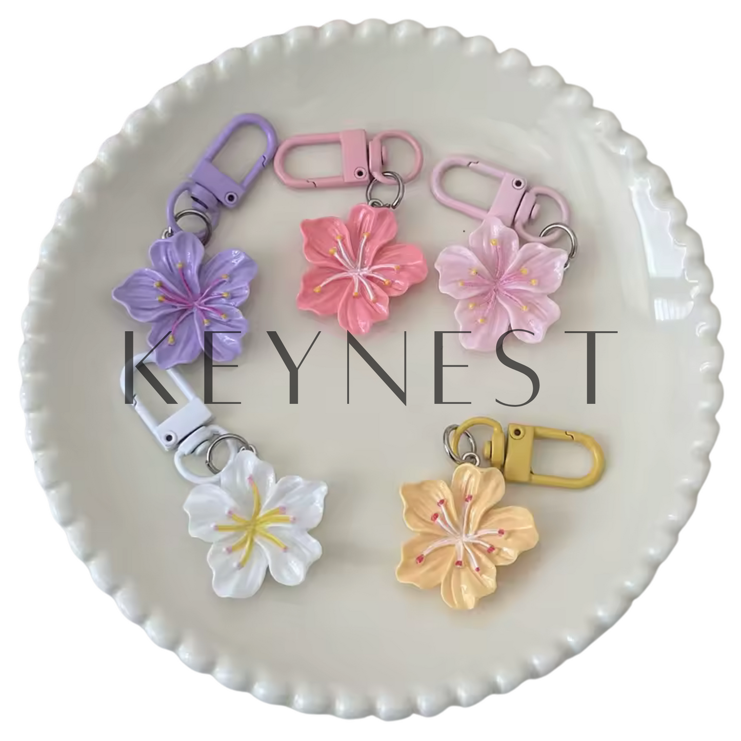 Hibiscus Flower Keychain – 5 tropical colors to see life in color 🌺🌴