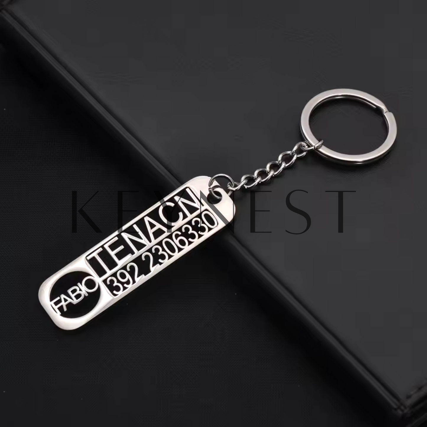Porte-clé personnalisé anti-perte des clés avec nom, numéro de téléphone et logo 🗝️
