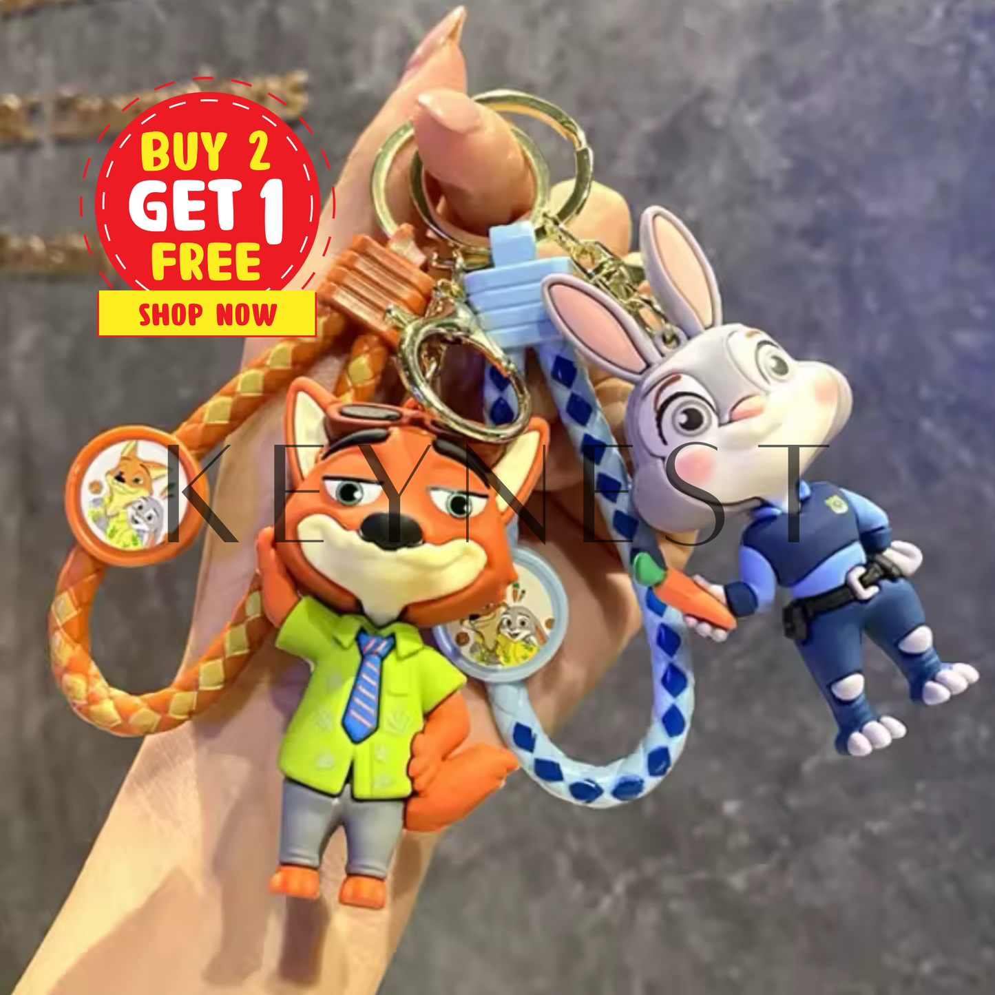 Porte-clé Zootopie – 2 modèles : Judy Hopps et Nick Wilde 🐰🦊