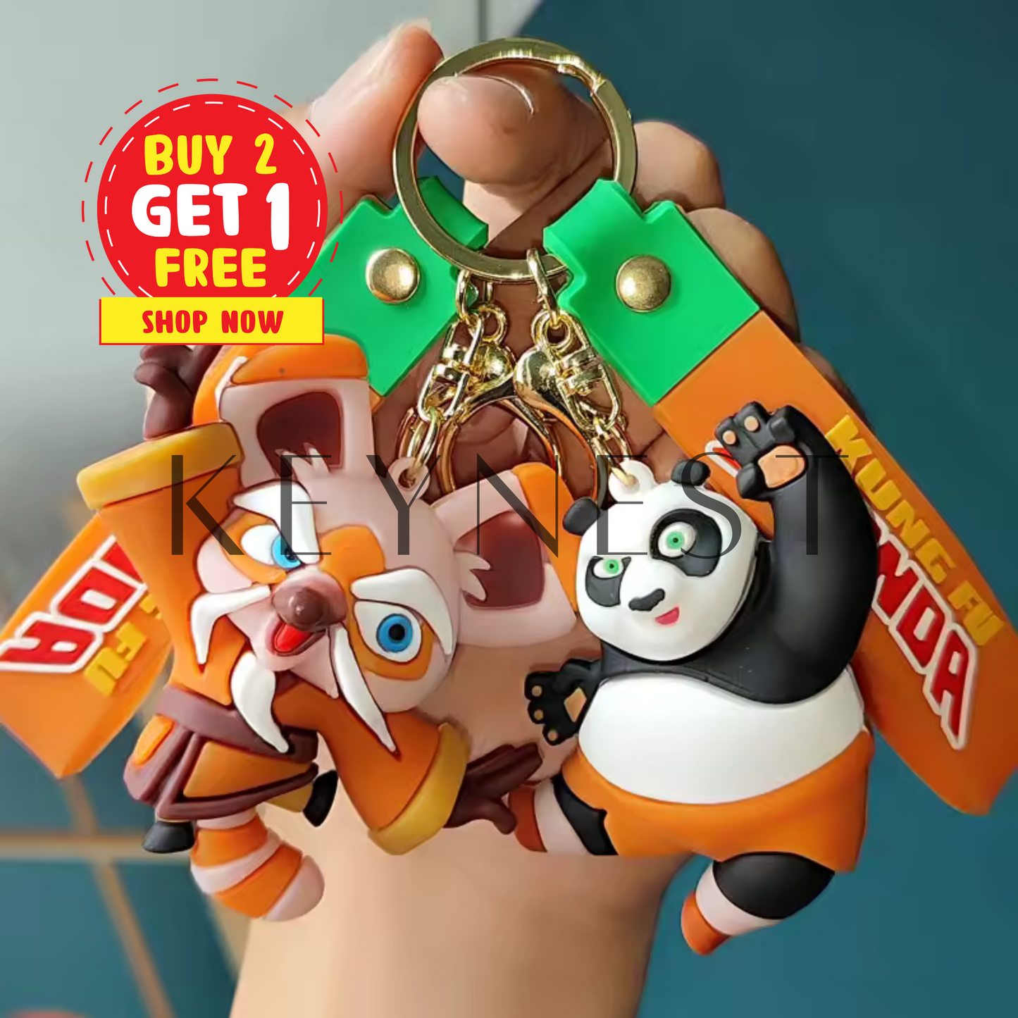 Kung Fu Panda Schlüsselanhänger (2 verschiedene Modelle) – Meister Shifu und Po, die Meister des Kung-Fu 🐼