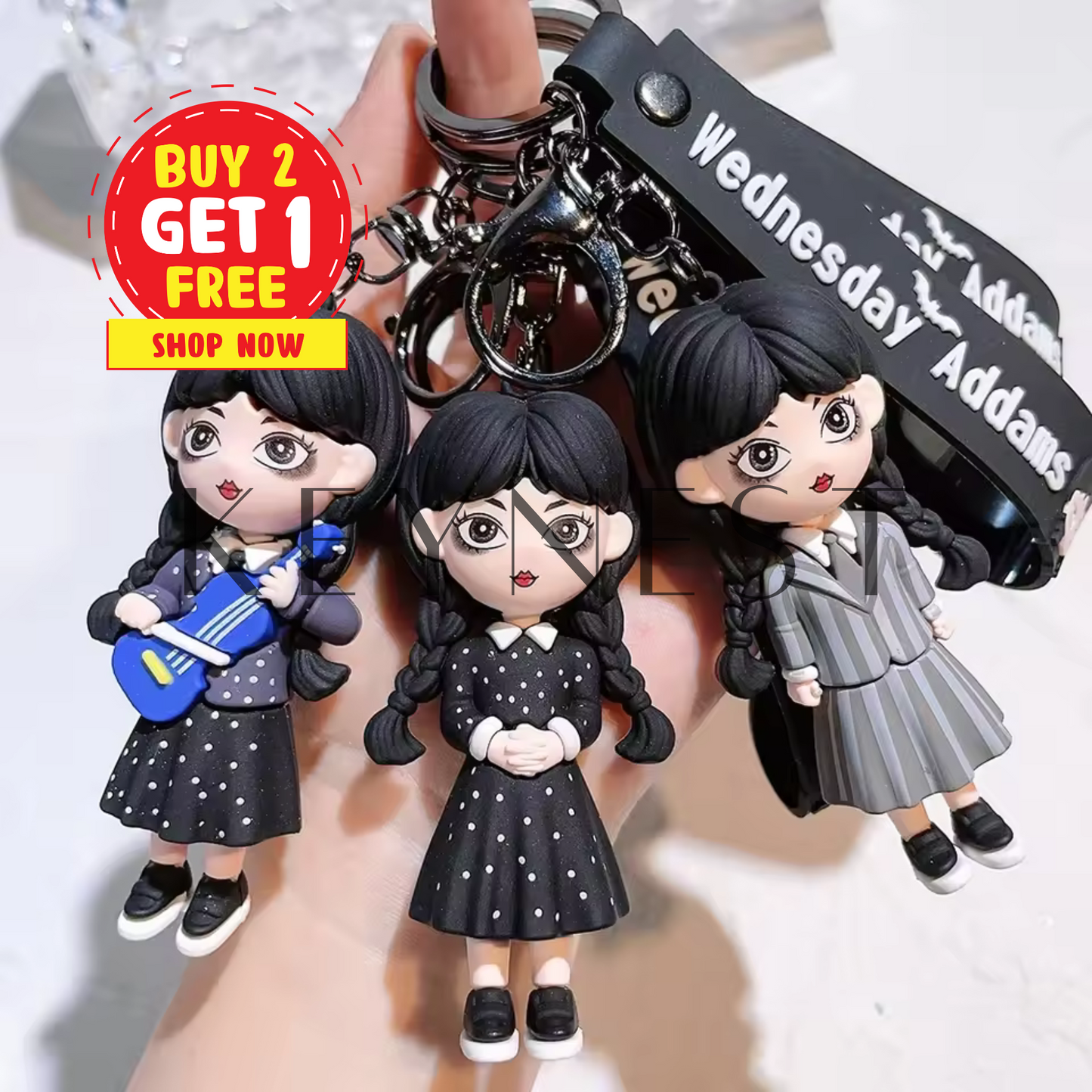 Wednesday Addams Schlüsselanhänger – 3 Designs für geheimnisvolle Seelen verfügbar 🖤