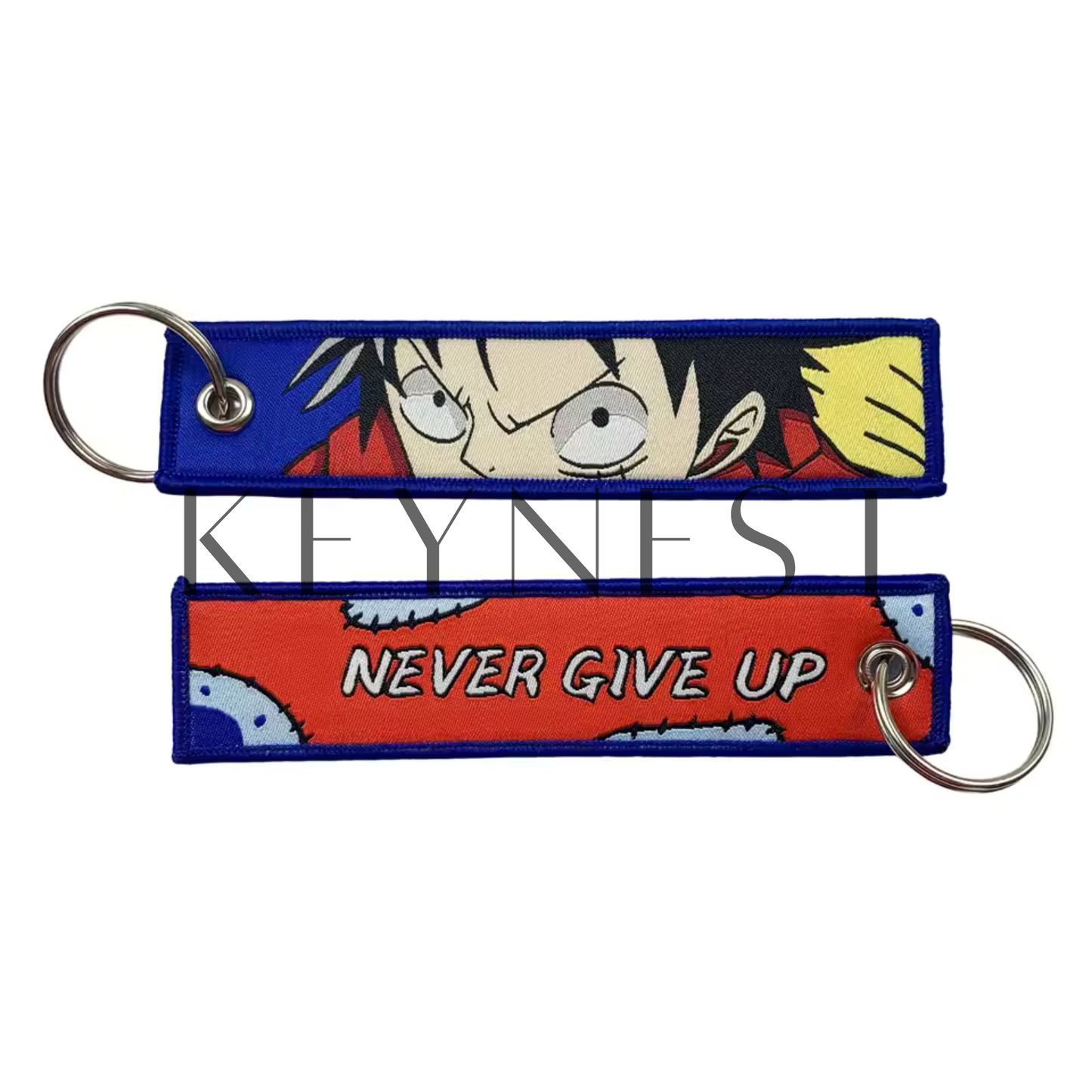 Long porte-clé One Piece – Monkey D. Luffy "Never Give Up" en mode détermination 💪