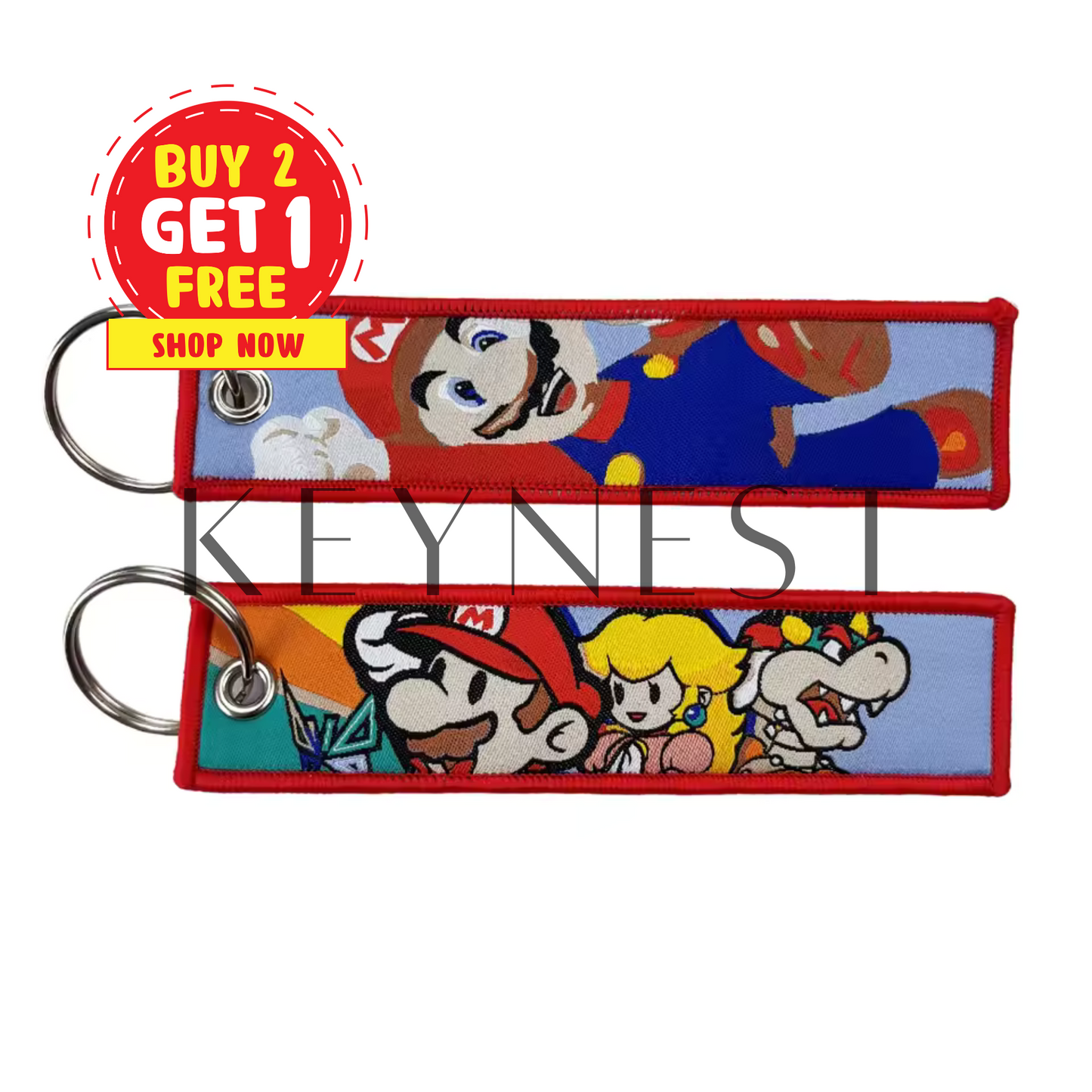 Long porte-clé Mario – Mario, Bowser et Princesse Peach en mode trio iconique 🍄👑🔥