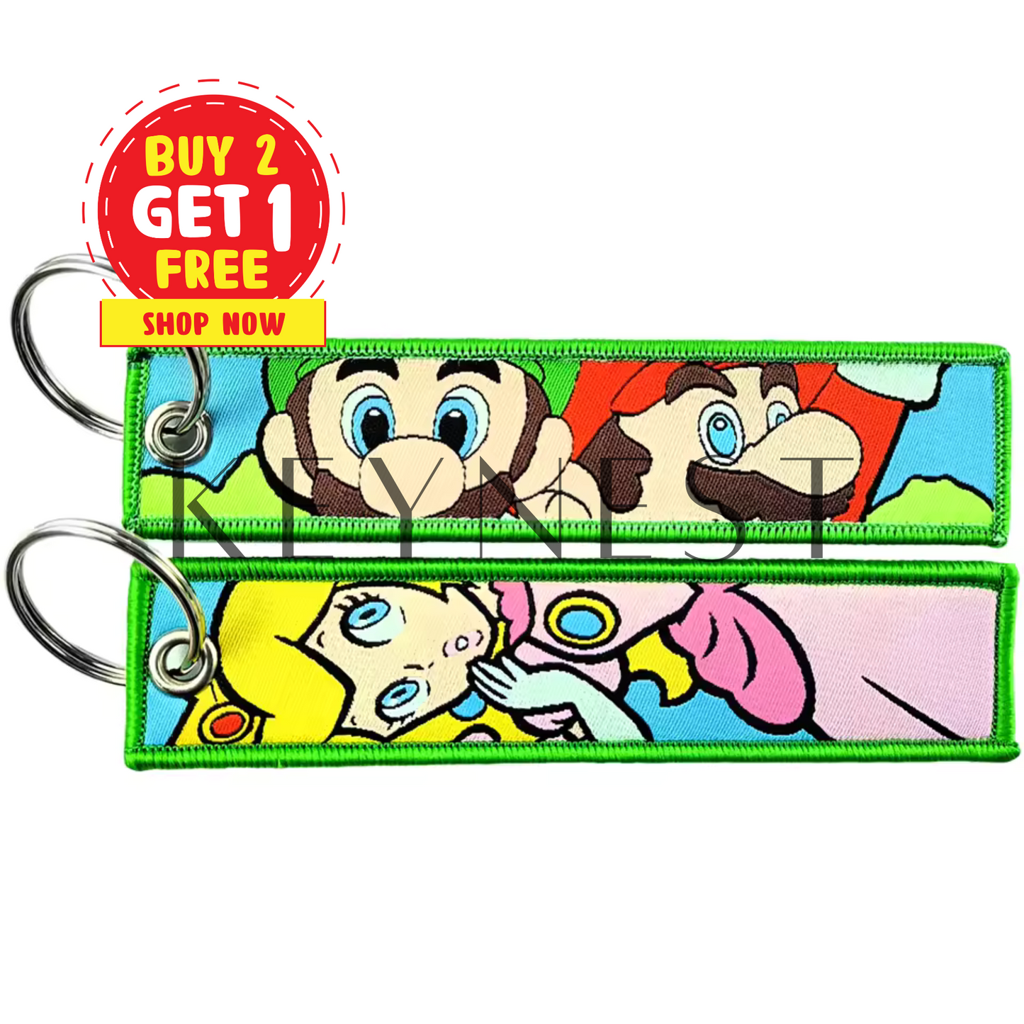 Long porte-clé Mario – Mario, Luigi et Princesse Peach en mode trio légendaire 🍄👑💚
