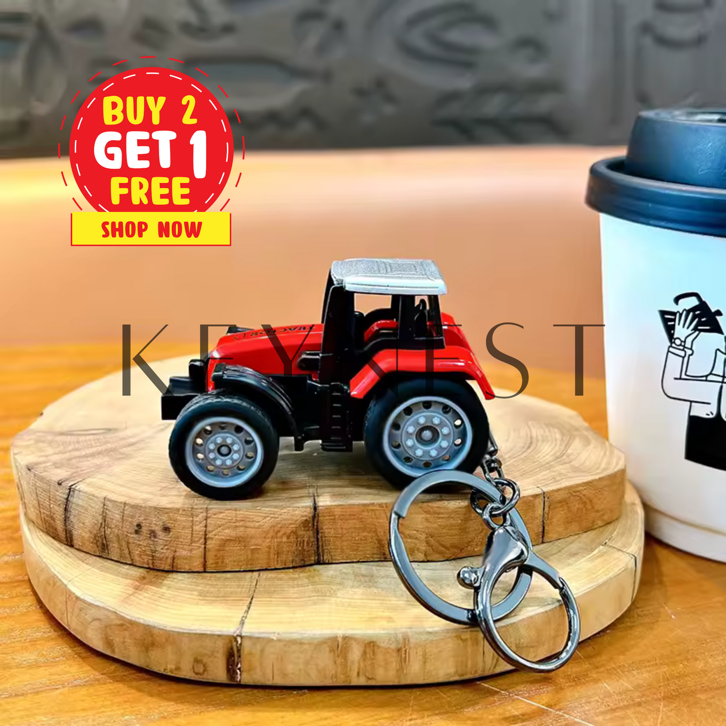Porte-clé Tracteur – 4 couleurs au choix : rouge,bleu, vert, ou jaune 🚜