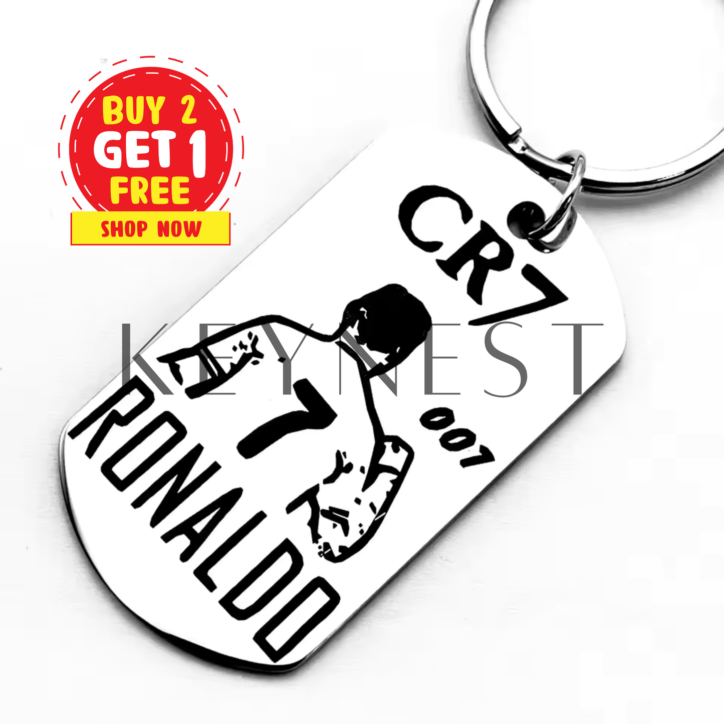 Porte-clé CR7 en acier inoxydable – Pour les fans de football ⚽
