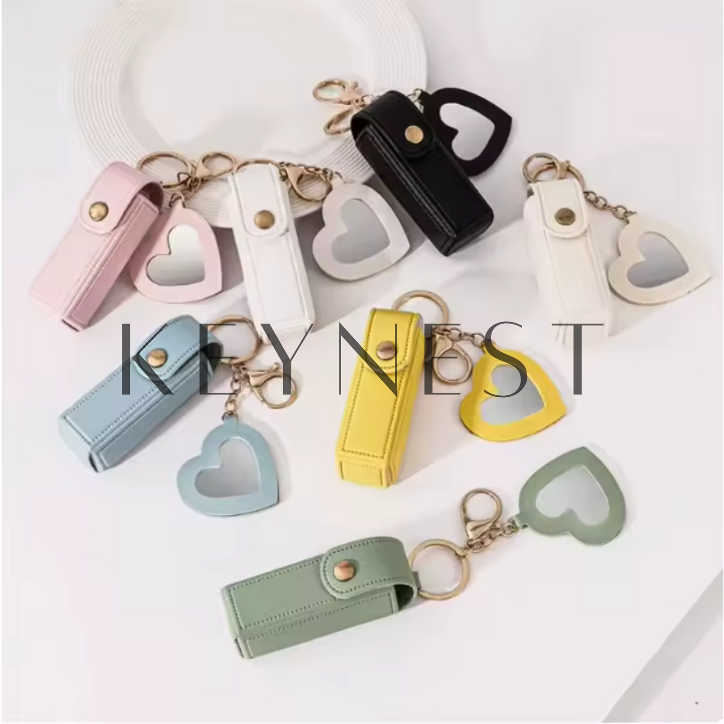Pochette à Rouge à Lèvres avec Miroir Cœur – 8 modèles disponibles