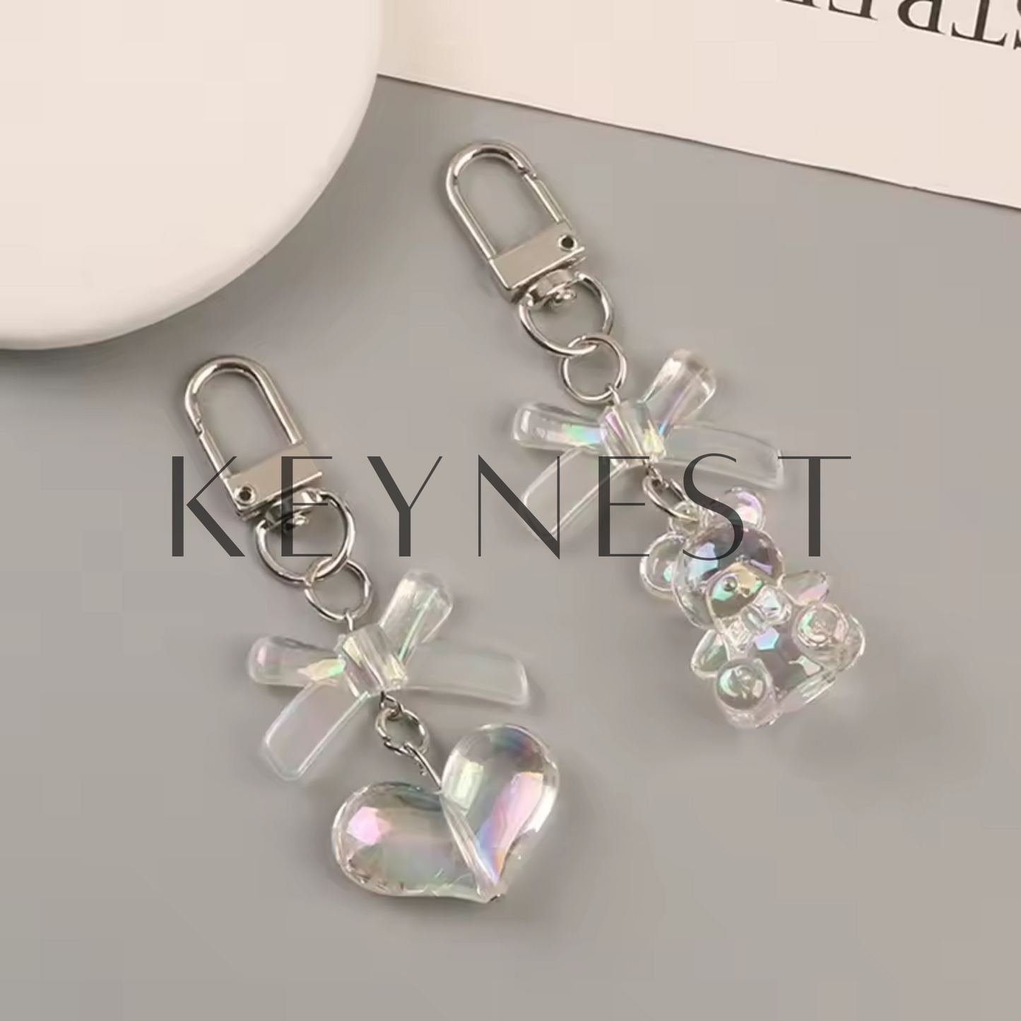 Porte-clé Cœur Transparent (Effet Cristal) ❤️