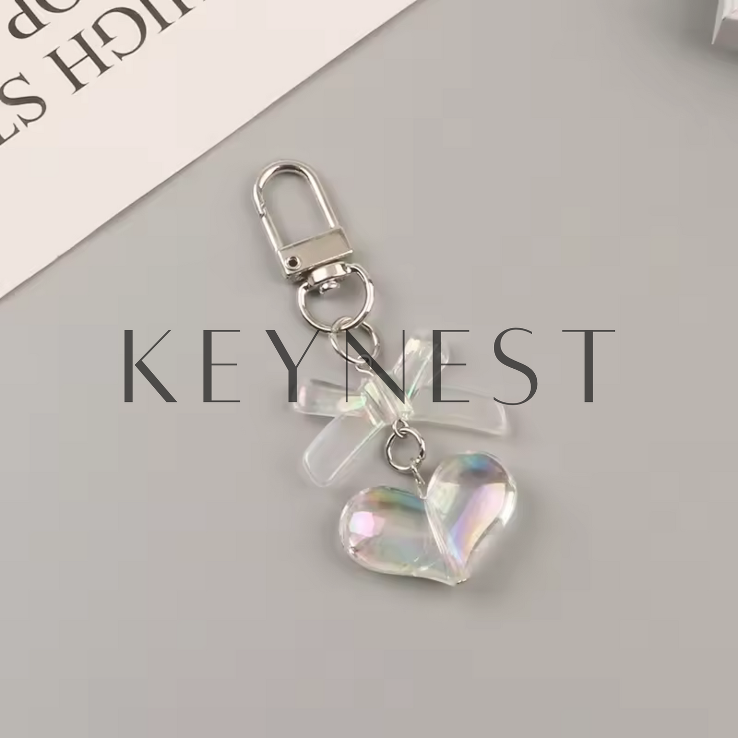 Porte-clé Cœur Transparent (Effet Cristal) ❤️