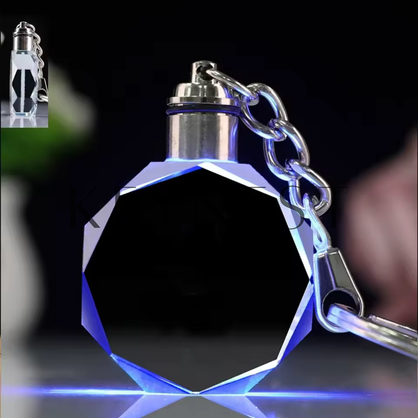 Custom LED Crystal Keychain - 3D Light Up Photo Engraving