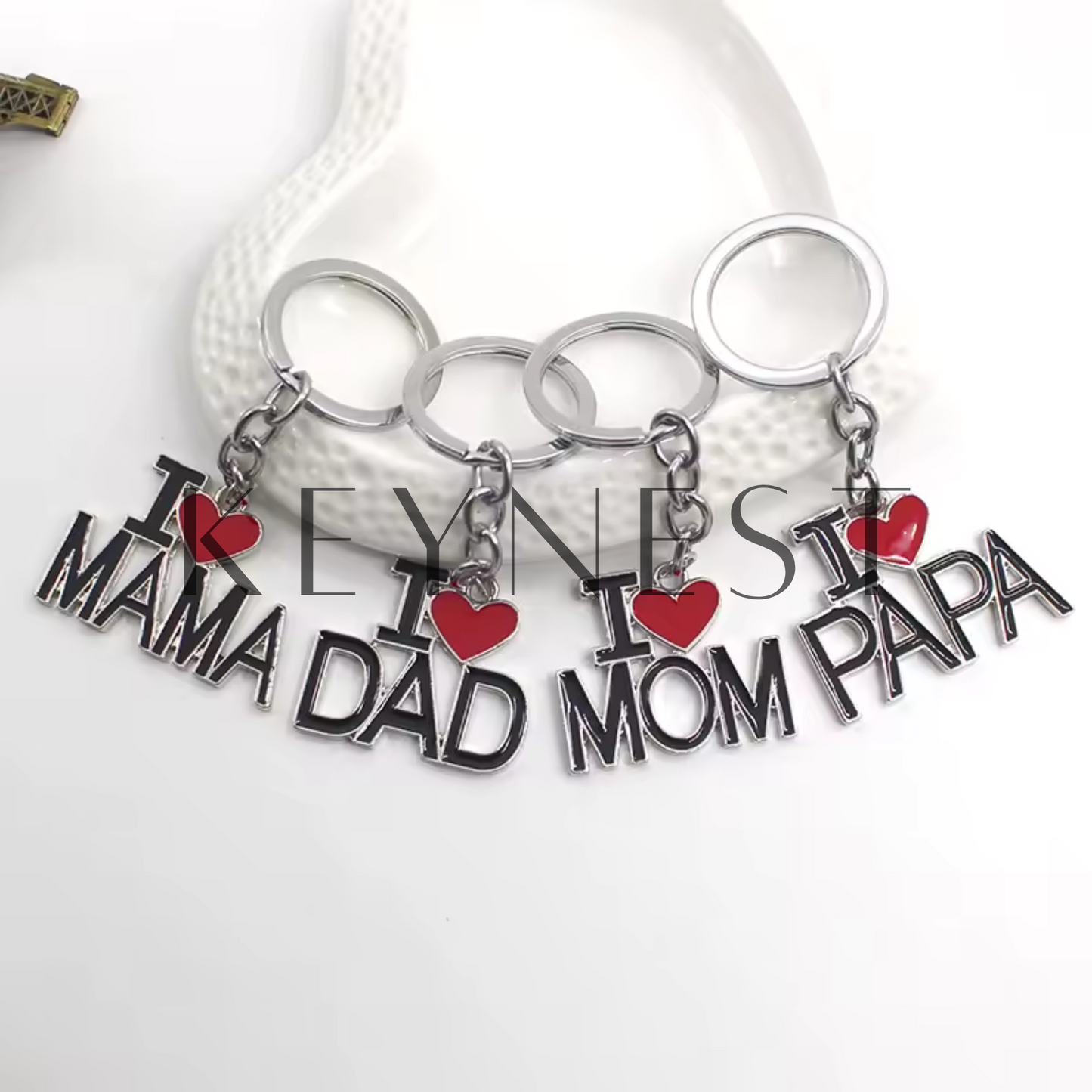 Porte-clés "I Love" – 4 Modèles Tendres pour Toute la Famille 🎁