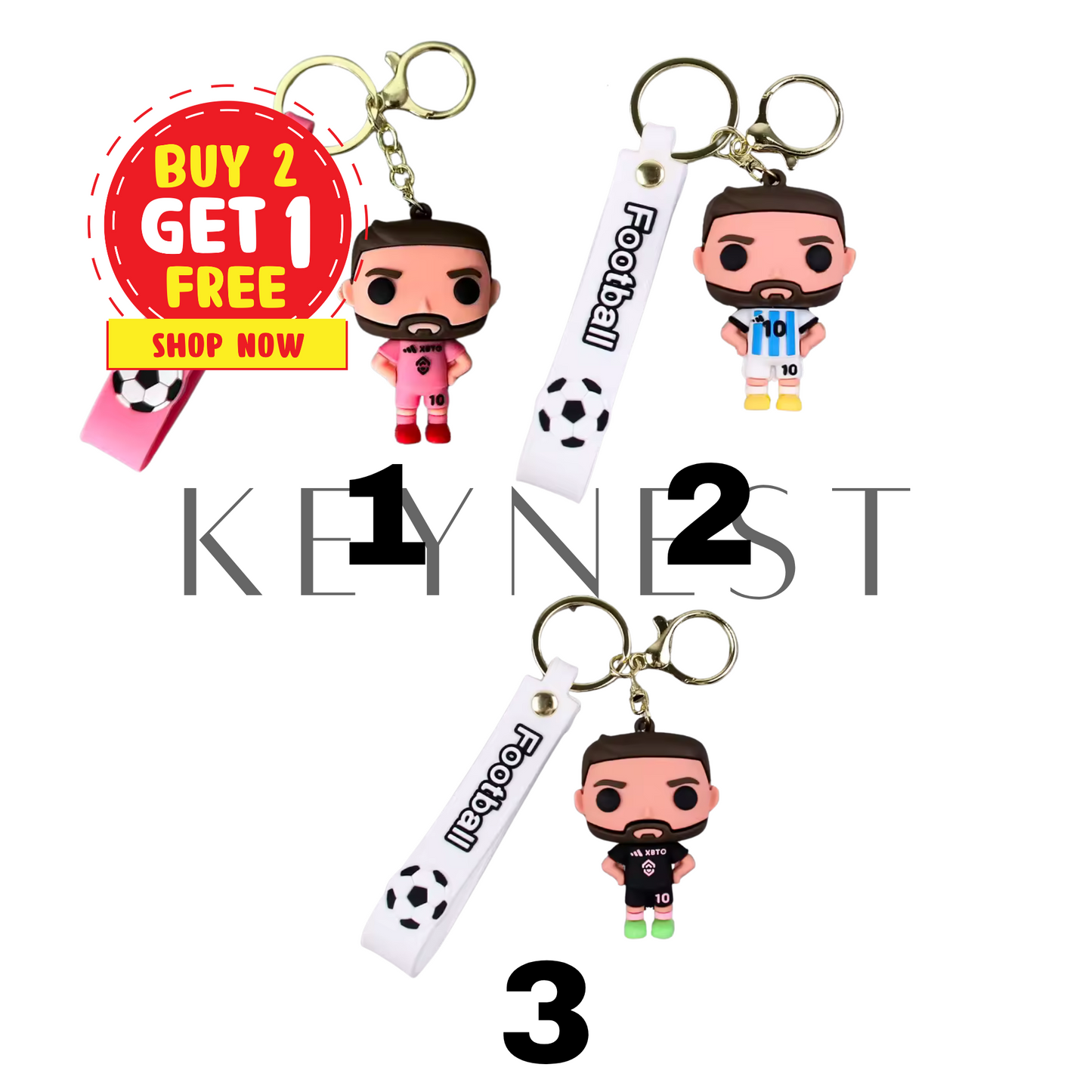 Porte-clé Joueur de Foot – 3 Modèles