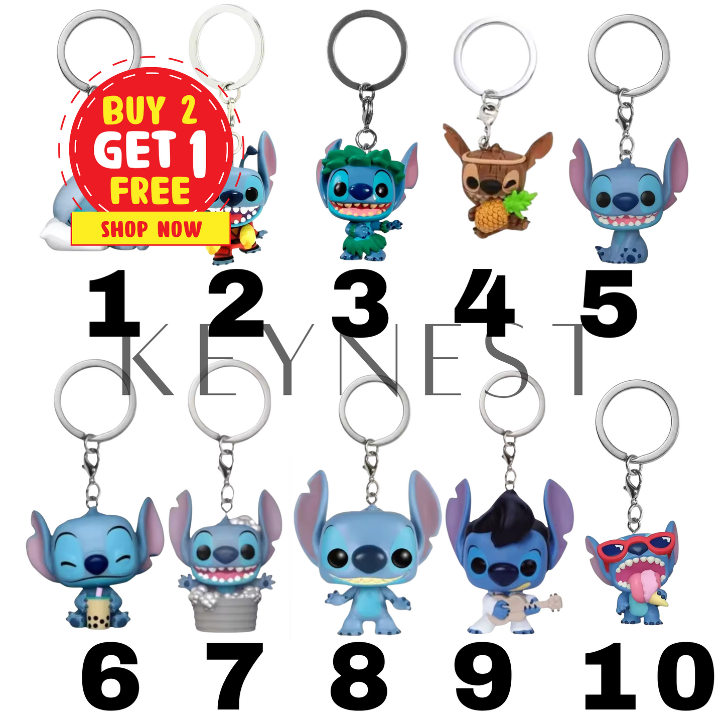 Porte-clé Stitch – 10 Modèles