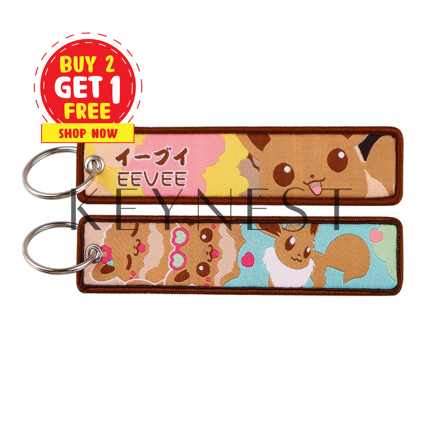 Long Porte-Clé Pokémon Évoli – L’accessoire mignon qui s’adapte à ton style 🧡
