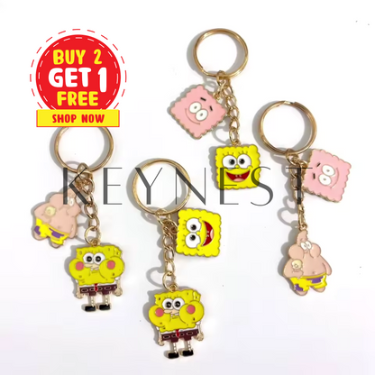 Porte-clé Bob l’Éponge en métal – 4 modèles disponibles pour briller sous la mer 🧽