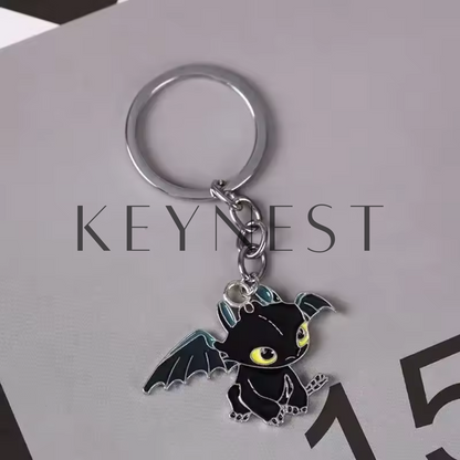 Porte-clé Dragons (2 modèles différents) – Krokmou et Light Fury en argent 🖤🤍