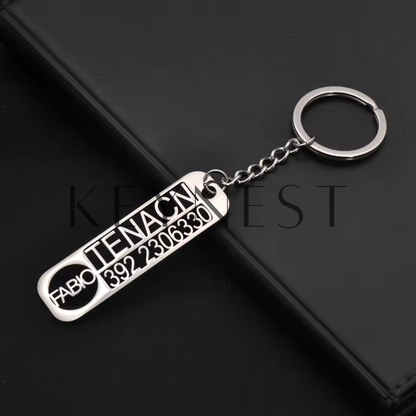 Porte-clé personnalisé anti-perte des clés avec nom, numéro de téléphone et logo 🗝️