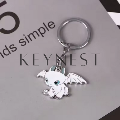 Porte-clé Dragons (2 modèles différents) – Krokmou et Light Fury en argent 🖤🤍