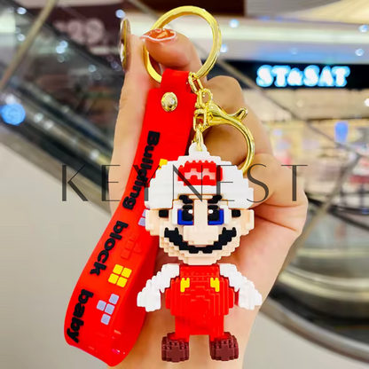 Porte-clé Mario – Version bloc de construction (2 coloris disponibles) 🧱🎮