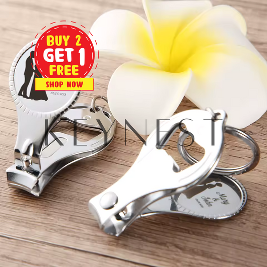 Porte-clé mariage personnalisé – Coupe-ongles et Ouvre-bouteille 💍