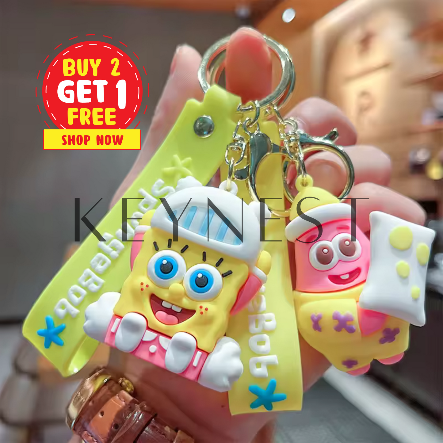 Porte-clé Bob l'Éponge et Patrick Bébé – 2 modèles disponibles pour les fans de Bikini Bottom 🧽