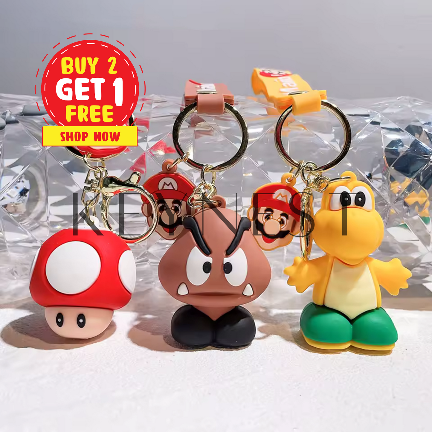 Porte-clé Toad, Goomba et Koopa Troopa – 3 modèles issus du monde de Mario 🍄🐢👾