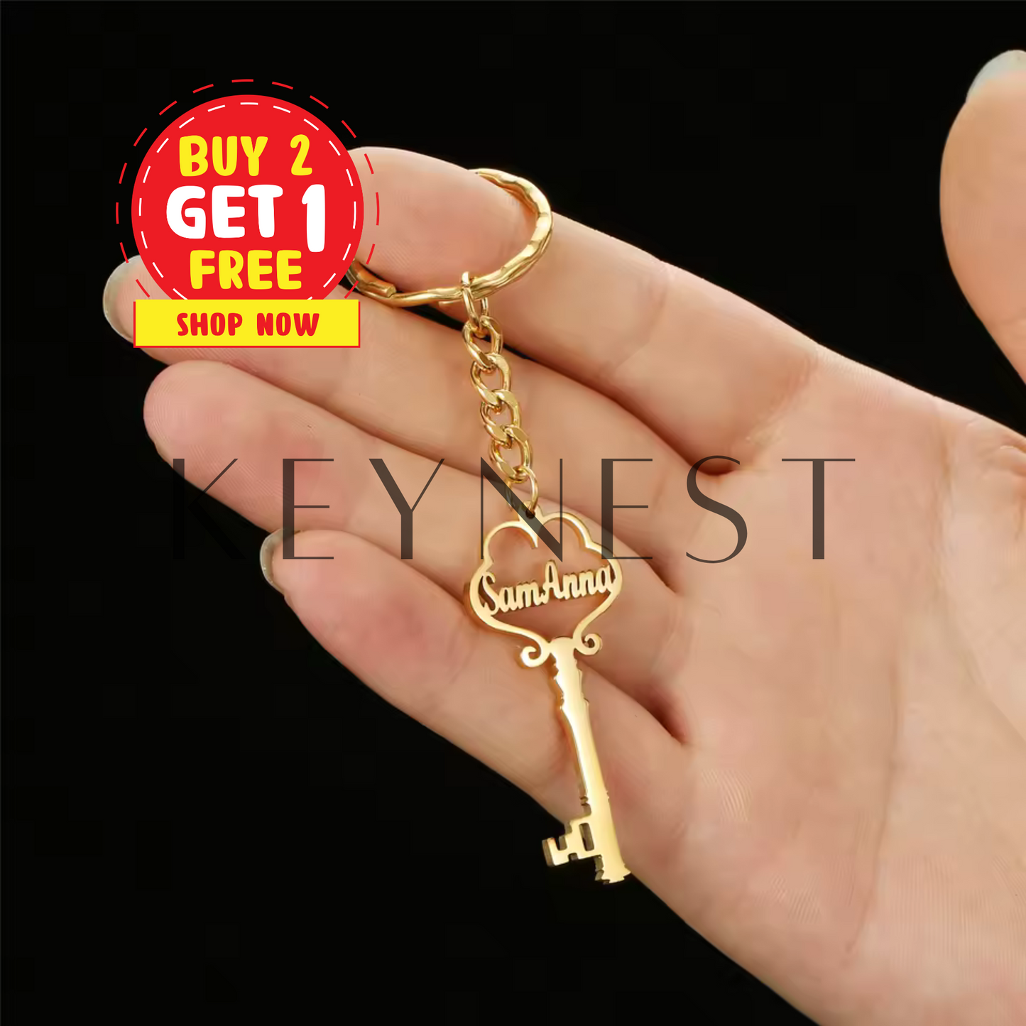 Porte-clé en forme de Clé Personnalisé avec Prénom (3 coloris disponibles) 🗝️