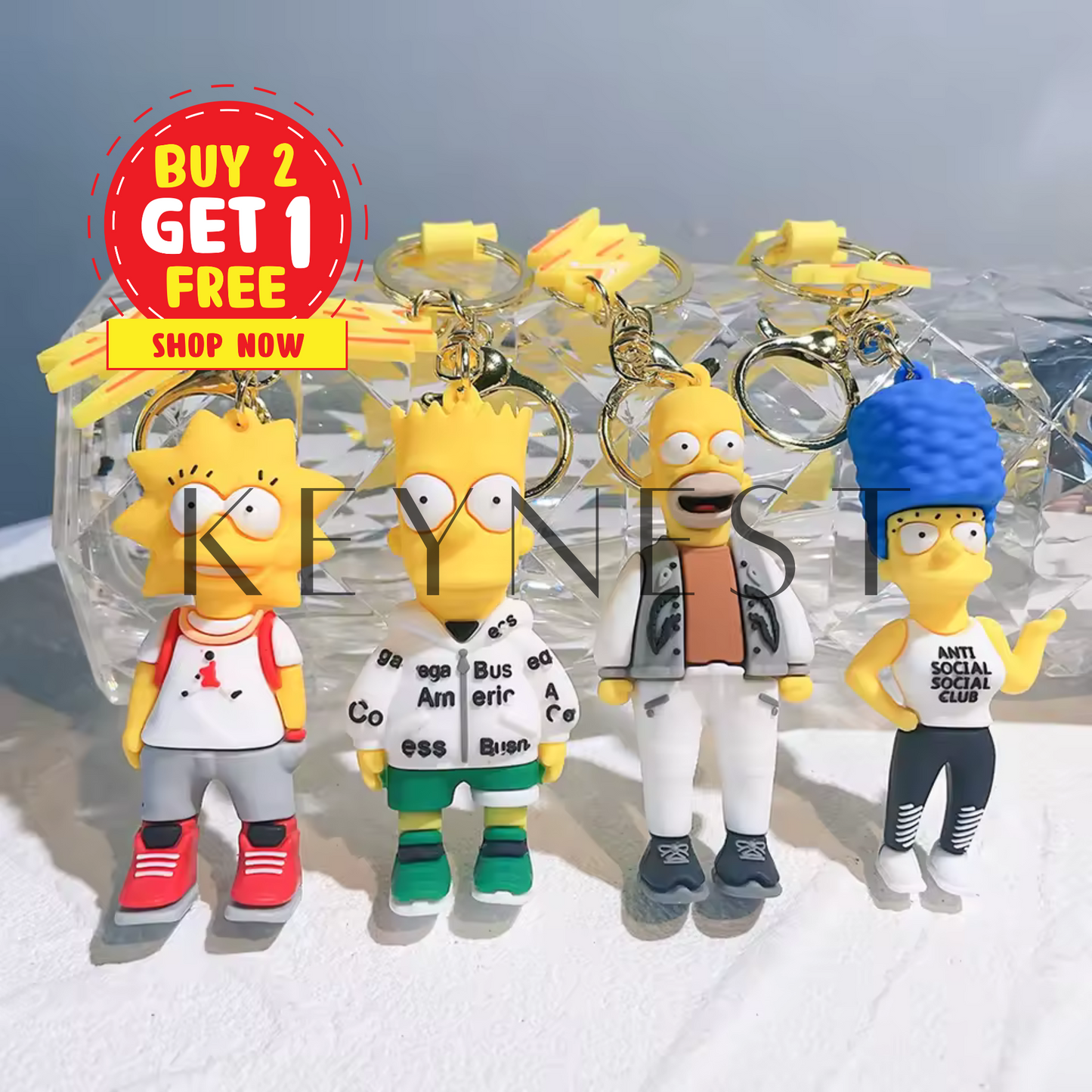 Porte-clé Les Simpson – 4 modèles : Homer, Marge, Bart et Lisa 🍩