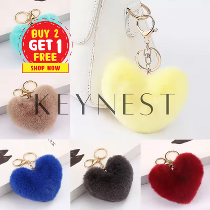 Porte-clé Pompon Cœur – 18 coloris tout doux à collectionner 💕🎀