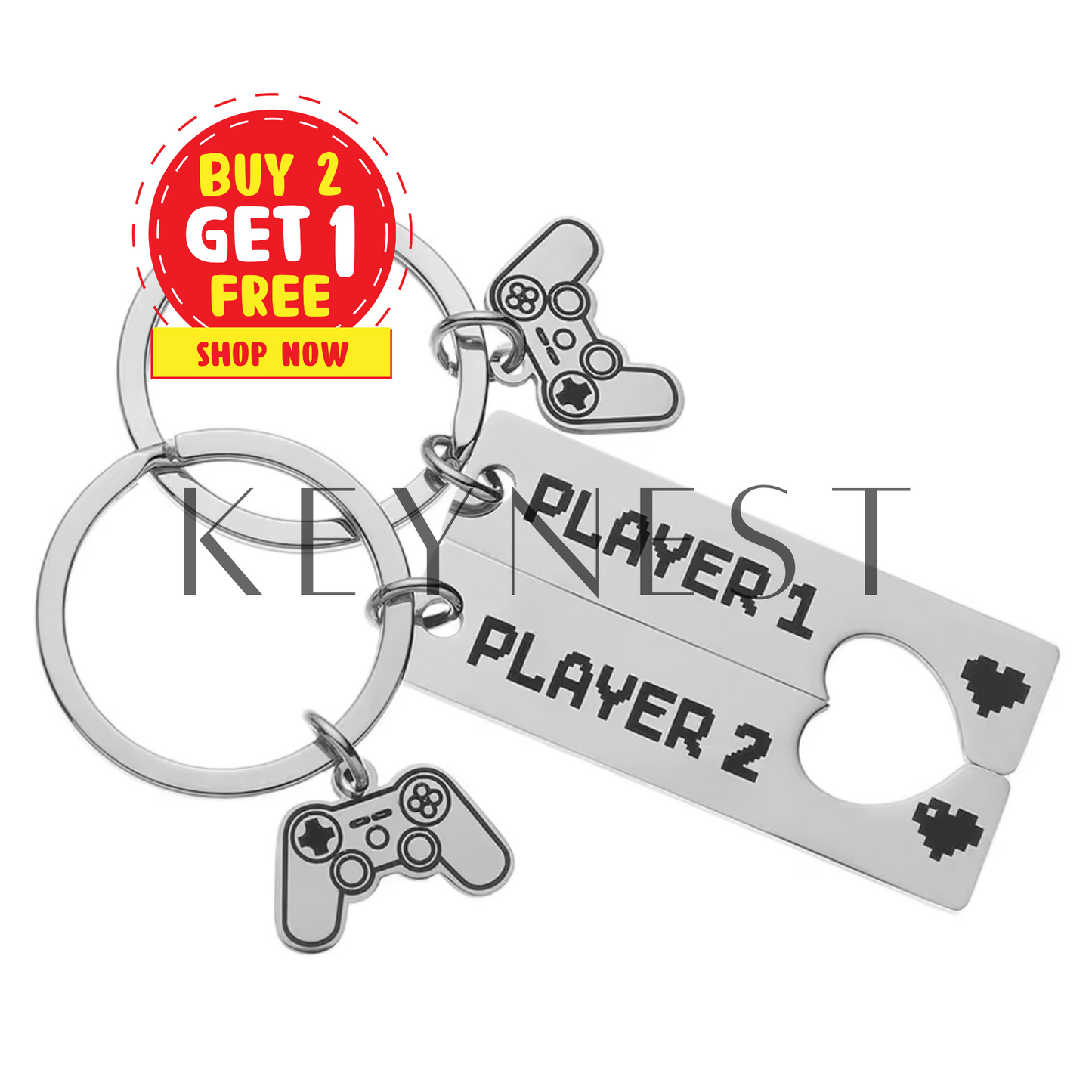 Porte-clé à partager "Player 1, Player 2"