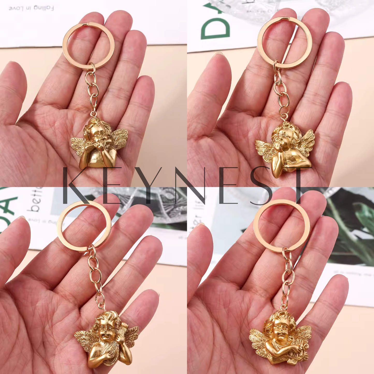 Porte-clés Ange Doré (5 modèles disponibles) ✨
