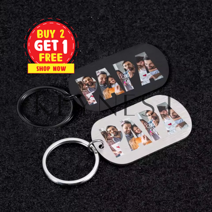 Porte-Clés en Acier Inoxydable PAPA – Personnalisé avec Vos Photos
