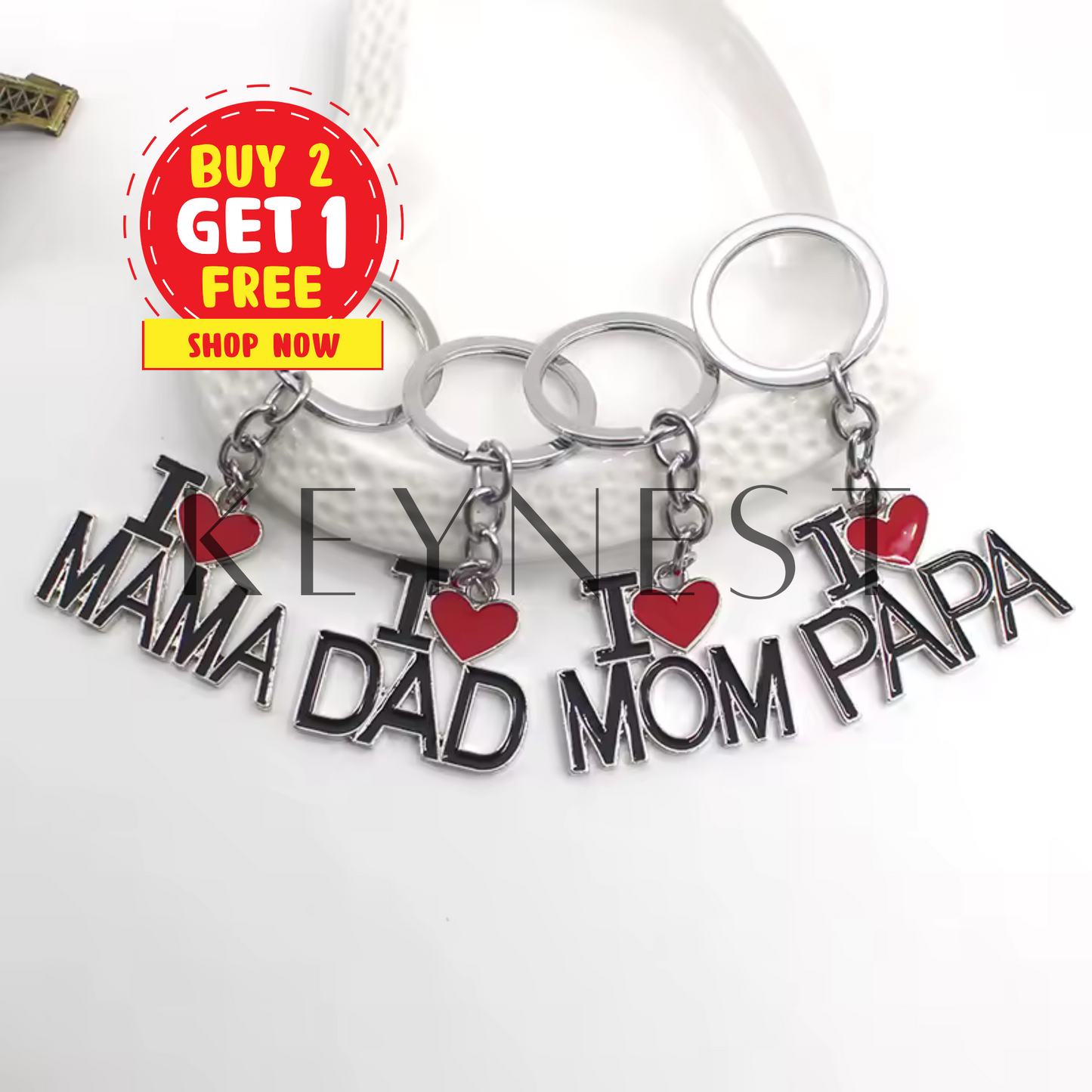 Porte-clés "I Love" – 4 Modèles Tendres pour Toute la Famille 🎁