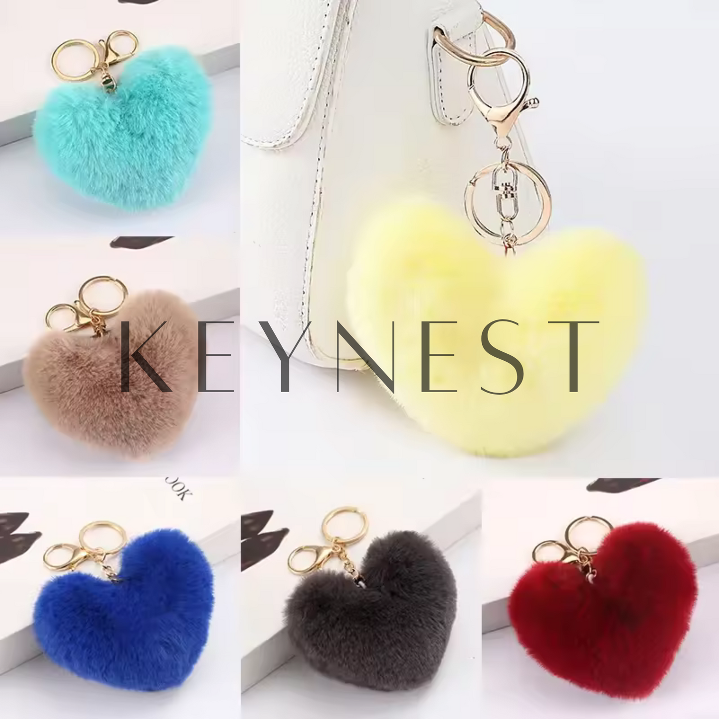Porte-clé Pompon Cœur – 18 coloris tout doux à collectionner 💕🎀